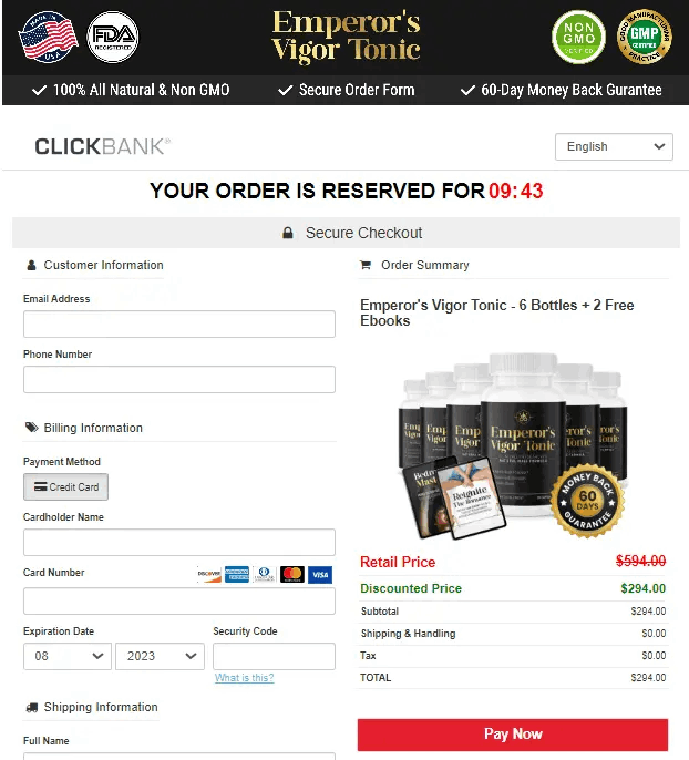 Emperor’s Vigor Tonic Checkout